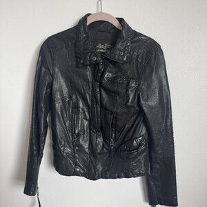 ZARA 100% Black Lamb  Leather Jacket Women’s Size S Zip